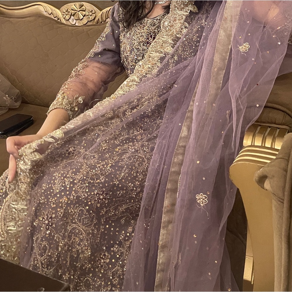 Pakistani/Indian Bridal Purple Maxi with Matching Salwar and Dupatta